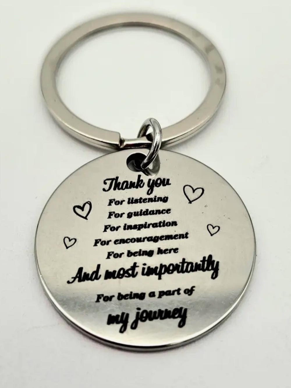 🇺🇸$5🇺🇸 Silver Tone Thank You Engraved Round 1.5 inch Keychain NIP